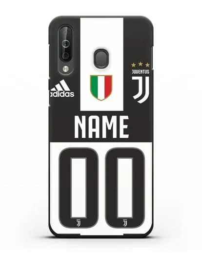 Именной чехол Ювентус с фамилией и номером (сезон 2018-2019) бело-черная форма силиконовый для Samsung Galaxy A40s [SM-A507FN]
