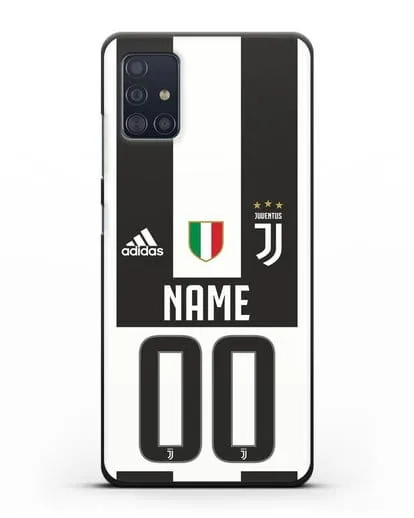 Именной чехол Ювентус с фамилией и номером (сезон 2018-2019) бело-черная форма силиконовый для Samsung Galaxy A51 [SM-A515F]