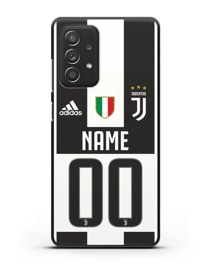 Именной чехол Ювентус с фамилией и номером (сезон 2018-2019) бело-черная форма силиконовый для Samsung Galaxy A53