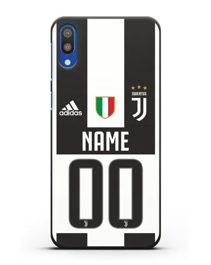 Именной чехол Ювентус с фамилией и номером (сезон 2018-2019) бело-черная форма силиконовый для Samsung Galaxy M10 [SM-M105F]