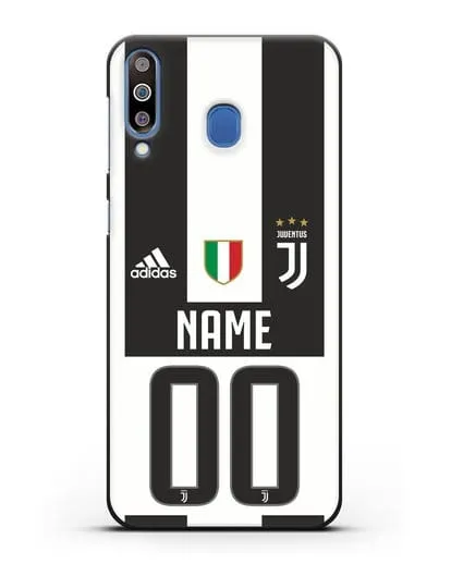 Именной чехол Ювентус с фамилией и номером (сезон 2018-2019) бело-черная форма силиконовый для Samsung Galaxy M30 [SM-M305F]