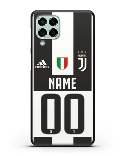 Именной чехол Ювентус с фамилией и номером (сезон 2018-2019) бело-черная форма силиконовый для Samsung Galaxy M53 [SM-M536]