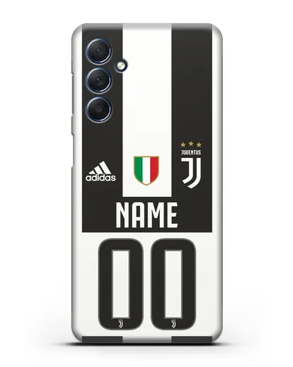 Именной чехол Ювентус с фамилией и номером (сезон 2018-2019) бело-черная форма силиконовый для Samsung Galaxy M54 [SM-M546]
