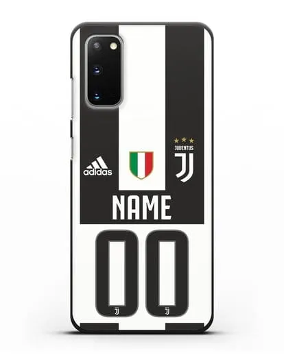 Именной чехол Ювентус с фамилией и номером (сезон 2018-2019) бело-черная форма силиконовый для Samsung Galaxy S20 [SM-G980F]