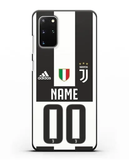 Именной чехол Ювентус с фамилией и номером (сезон 2018-2019) бело-черная форма силиконовый для Samsung Galaxy S20 Plus [SM-G985F]