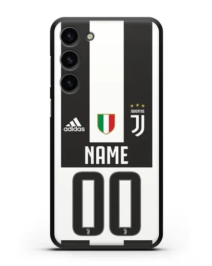 Именной чехол Ювентус с фамилией и номером (сезон 2018-2019) бело-черная форма силиконовый для Samsung Galaxy S23 Plus [SM-S916]