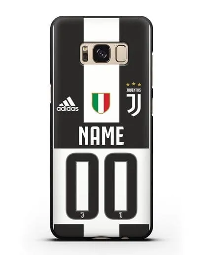 Именной чехол Ювентус с фамилией и номером (сезон 2018-2019) бело-черная форма силиконовый для Samsung Galaxy S8 [SM-950F]