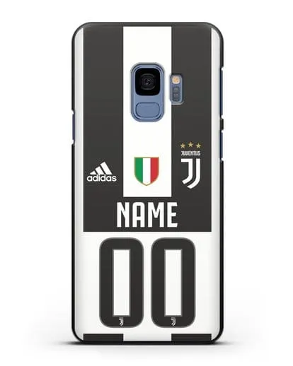 Именной чехол Ювентус с фамилией и номером (сезон 2018-2019) бело-черная форма силиконовый для Samsung Galaxy S9 [SM-G960F]