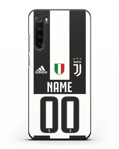 Именной чехол Ювентус с фамилией и номером (сезон 2018-2019) бело-черная форма силиконовый для Xiaomi Redmi Note 8