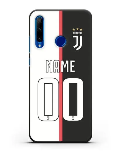 Именной чехол Ювентус с фамилией и номером (сезон 2019-2020) бело-черная форма силиконовый для Honor 10i