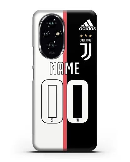 Именной чехол Ювентус с фамилией и номером (сезон 2019-2020) бело-черная форма силиконовый для Honor 200