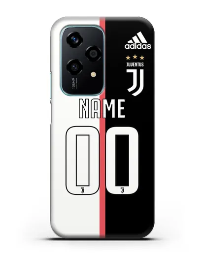 Именной чехол Ювентус с фамилией и номером (сезон 2019-2020) бело-черная форма силиконовый для Honor 200 Lite