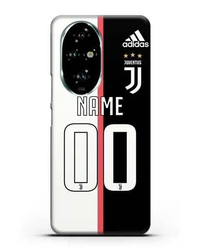 Именной чехол Ювентус с фамилией и номером (сезон 2019-2020) бело-черная форма силиконовый для Honor 200 Pro