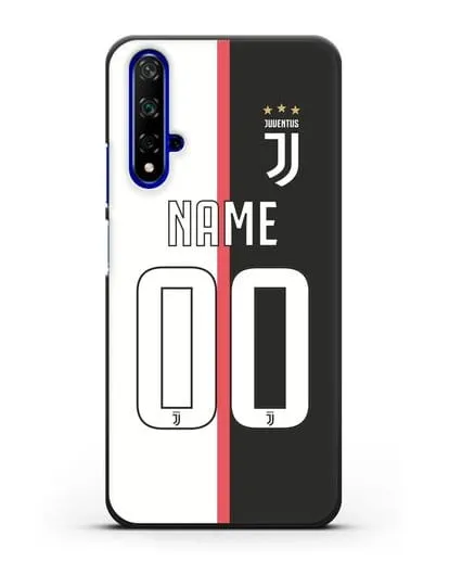 Именной чехол Ювентус с фамилией и номером (сезон 2019-2020) бело-черная форма силиконовый для Honor 20
