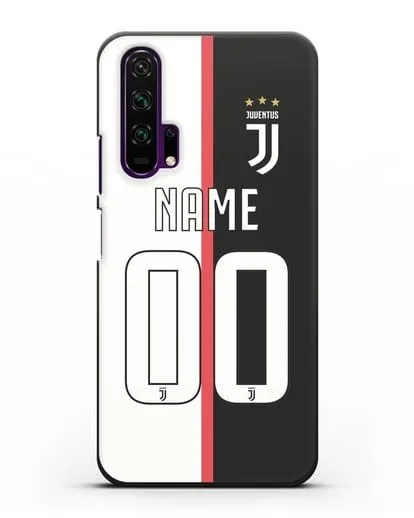 Именной чехол Ювентус с фамилией и номером (сезон 2019-2020) бело-черная форма силиконовый для Honor 20 Pro