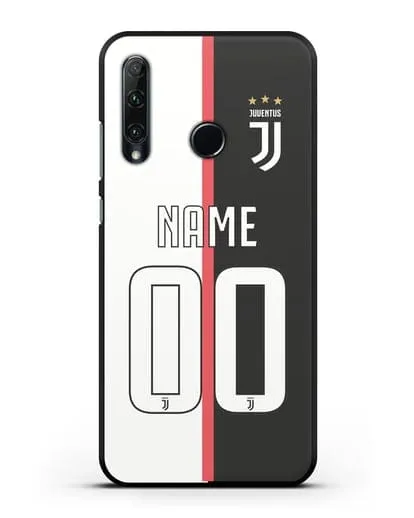 Именной чехол Ювентус с фамилией и номером (сезон 2019-2020) бело-черная форма силиконовый для Honor 20e