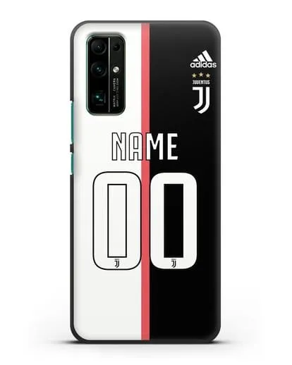 Именной чехол Ювентус с фамилией и номером (сезон 2019-2020) бело-черная форма силиконовый для Honor 30