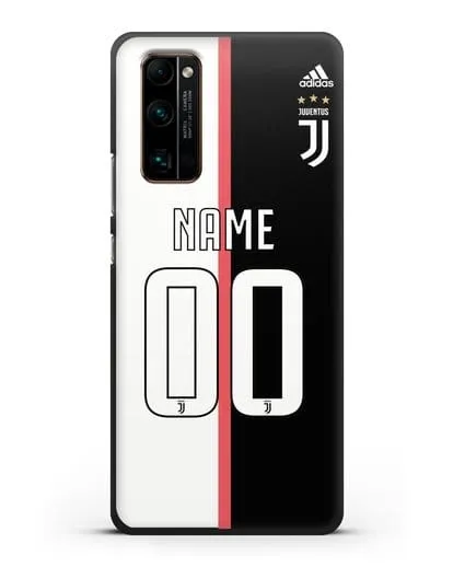 Именной чехол Ювентус с фамилией и номером (сезон 2019-2020) бело-черная форма силиконовый для Honor 30 Pro Plus