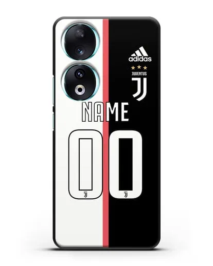 Именной чехол Ювентус с фамилией и номером (сезон 2019-2020) бело-черная форма силиконовый для Honor 90