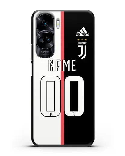 Именной чехол Ювентус с фамилией и номером (сезон 2019-2020) бело-черная форма силиконовый для Honor 90 Lite