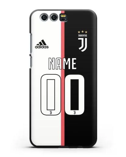 Именной чехол Ювентус с фамилией и номером (сезон 2019-2020) бело-черная форма силиконовый для Honor 9