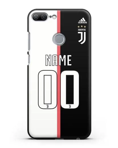 Именной чехол Ювентус с фамилией и номером (сезон 2019-2020) бело-черная форма силиконовый для Honor 9 Lite