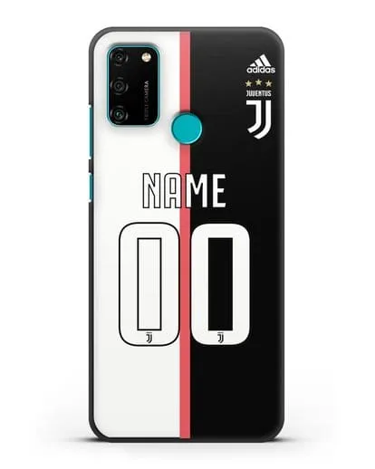 Именной чехол Ювентус с фамилией и номером (сезон 2019-2020) бело-черная форма силиконовый для Honor 9A