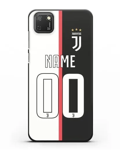 Именной чехол Ювентус с фамилией и номером (сезон 2019-2020) бело-черная форма силиконовый для Honor 9S