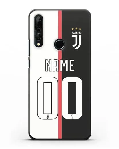 Именной чехол Ювентус с фамилией и номером (сезон 2019-2020) бело-черная форма силиконовый для Honor 9X