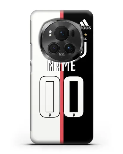 Именной чехол Ювентус с фамилией и номером (сезон 2019-2020) бело-черная форма силиконовый для Honor Magic 6 Pro