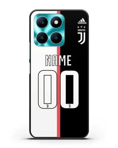 Именной чехол Ювентус с фамилией и номером (сезон 2019-2020) бело-черная форма силиконовый для Honor X6a