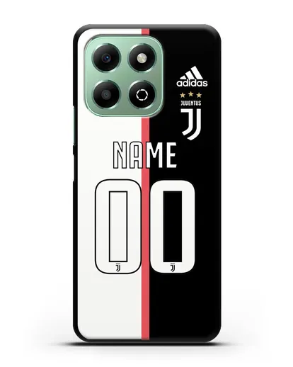 Именной чехол Ювентус с фамилией и номером (сезон 2019-2020) бело-черная форма силиконовый для Honor X6b