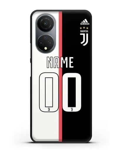 Именной чехол Ювентус с фамилией и номером (сезон 2019-2020) бело-черная форма силиконовый для Honor X7