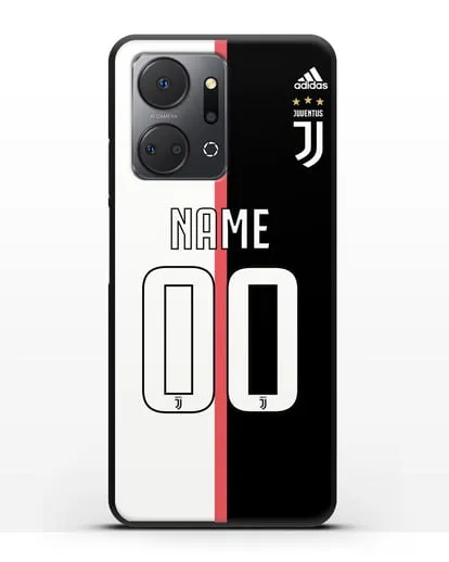 Именной чехол Ювентус с фамилией и номером (сезон 2019-2020) бело-черная форма силиконовый для Honor X7a