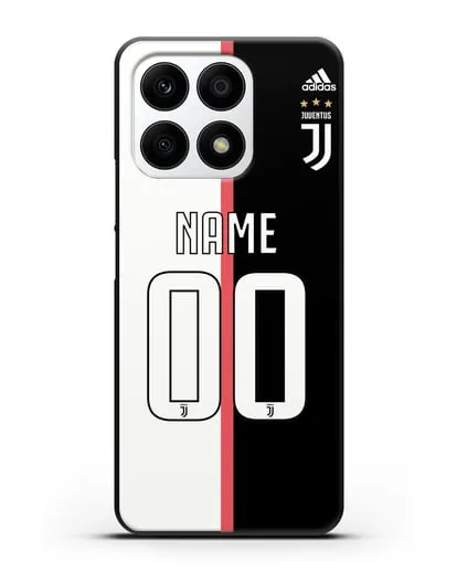 Именной чехол Ювентус с фамилией и номером (сезон 2019-2020) бело-черная форма силиконовый для Honor X8a