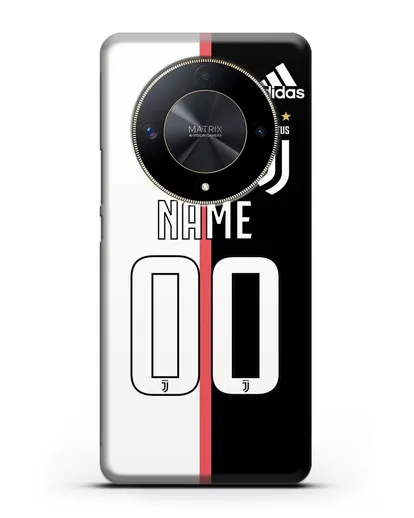 Именной чехол Ювентус с фамилией и номером (сезон 2019-2020) бело-черная форма силиконовый для Honor X9b