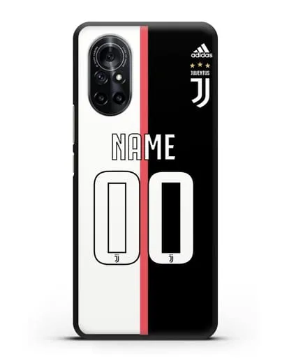 Именной чехол Ювентус с фамилией и номером (сезон 2019-2020) бело-черная форма силиконовый для Huawei Nova 8