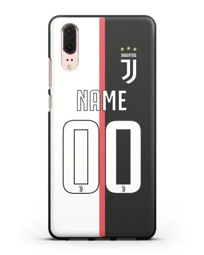 Именной чехол Ювентус с фамилией и номером (сезон 2019-2020) бело-черная форма силиконовый для Huawei P20