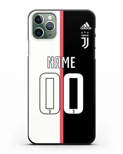 Именной чехол Ювентус с фамилией и номером (сезон 2019-2020) бело-черная форма силиконовый для iPhone 11 Pro Max