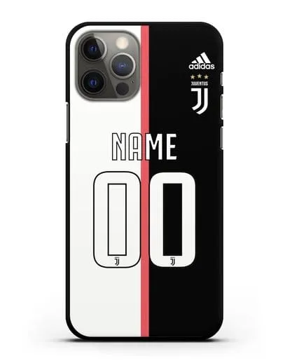 Именной чехол Ювентус с фамилией и номером (сезон 2019-2020) бело-черная форма силиконовый для iPhone 12 Pro