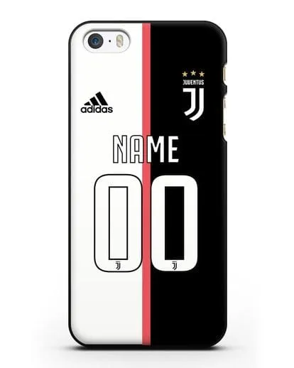 Именной чехол Ювентус с фамилией и номером (сезон 2019-2020) бело-черная форма силиконовый для iPhone 5/5s/SE