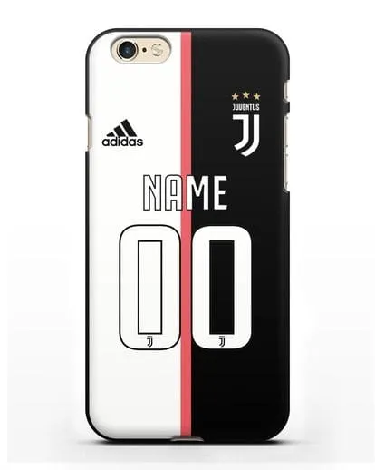 Именной чехол Ювентус с фамилией и номером (сезон 2019-2020) бело-черная форма силиконовый для iPhone 6