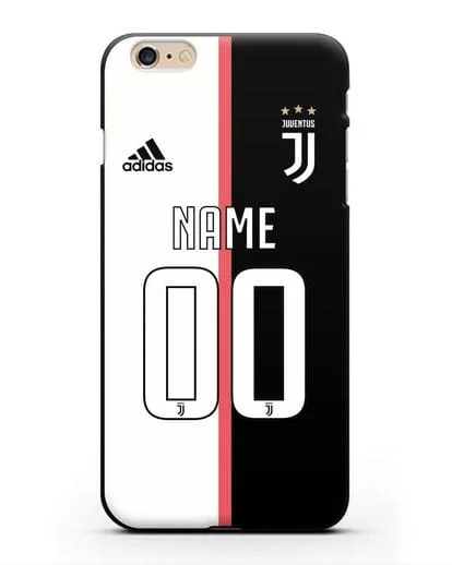 Именной чехол Ювентус с фамилией и номером (сезон 2019-2020) бело-черная форма силиконовый для iPhone 6s Plus