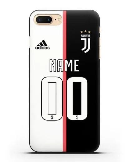 Именной чехол Ювентус с фамилией и номером (сезон 2019-2020) бело-черная форма силиконовый для iPhone 7 Plus