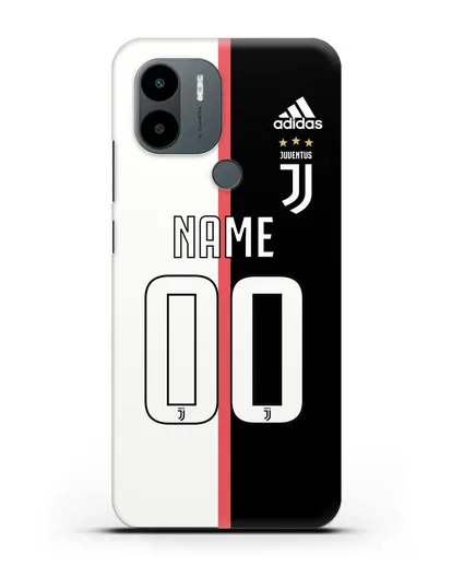 Именной чехол Ювентус с фамилией и номером (сезон 2019-2020) бело-черная форма силиконовый для Xiaomi Poco C51
