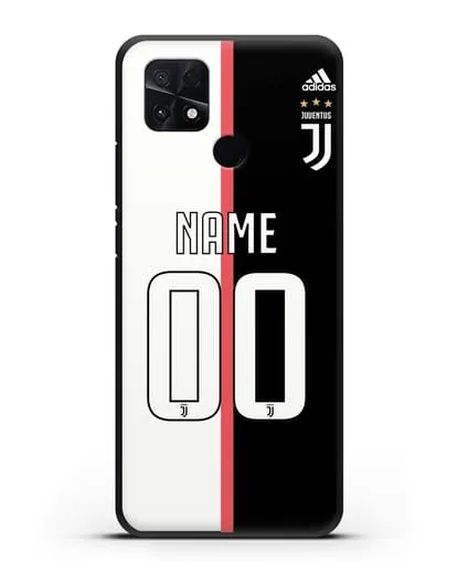 Именной чехол Ювентус с фамилией и номером (сезон 2019-2020) бело-черная форма силиконовый для Xiaomi Poco C40