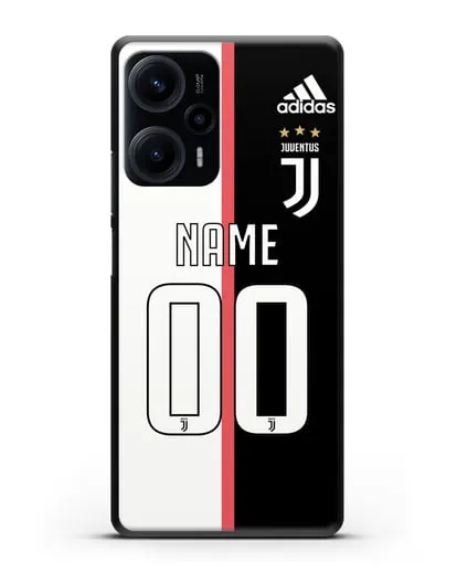 Именной чехол Ювентус с фамилией и номером (сезон 2019-2020) бело-черная форма силиконовый для Xiaomi Poco F5