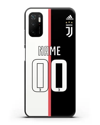 Именной чехол Ювентус с фамилией и номером (сезон 2019-2020) бело-черная форма силиконовый для Xiaomi Poco M3 Pro