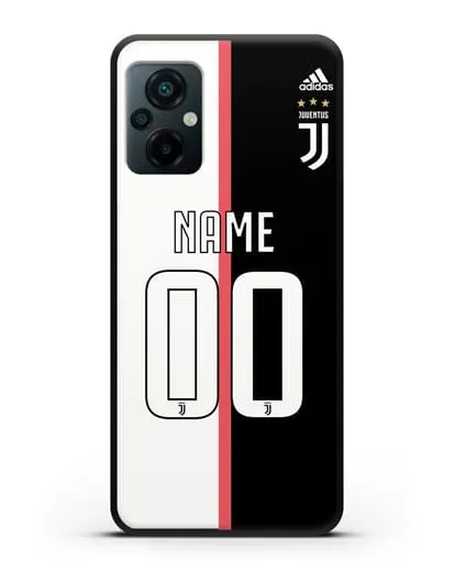Именной чехол Ювентус с фамилией и номером (сезон 2019-2020) бело-черная форма силиконовый для Xiaomi Poco M5