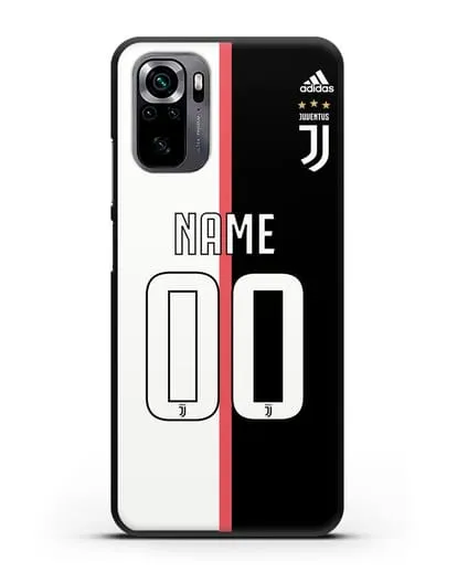 Именной чехол Ювентус с фамилией и номером (сезон 2019-2020) бело-черная форма силиконовый для Xiaomi Poco M5s
